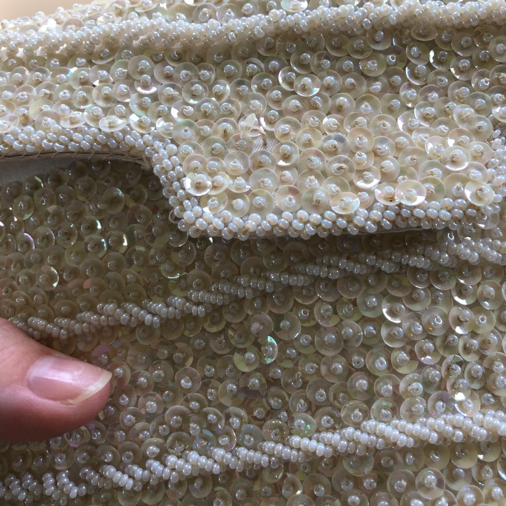 Vintage 50s 60s Beaded Sequin Handmade Handbag Hong Kong Bridal Retro Feminine - Picture 14 of 14